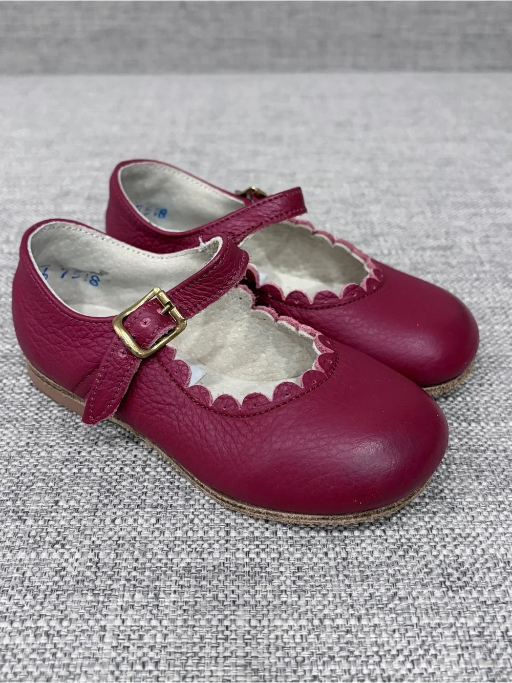 Zimmermann Burgundy Scalloped Mary Jane Baby Shoes